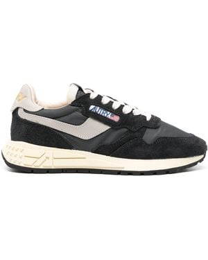 Autry Reelwind Low Sneakers In Black Nylon And Suede