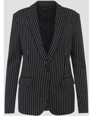 Tom Ford Wool Striped Wool Barathea Jacket - Schwarz