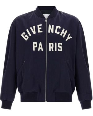 Givenchy Cotton Satin Zipped Blouson - Blue