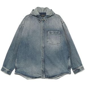 Balenciaga Hooded Denim Jas - Blauw