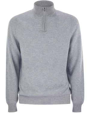 Fedeli Favonio Persia Cashmere Half Zip Jumper - Grey