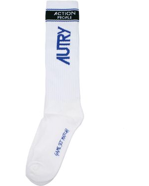 Autry Calcetines y calcetines hombres algodón blanco/botella verde - Azul
