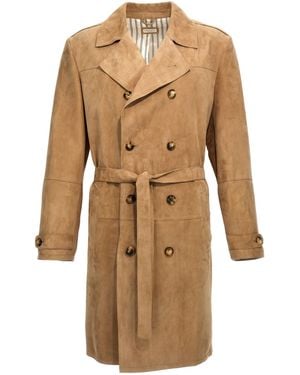 Brunello Cucinelli Wildleder -Trenchcoat - Natur
