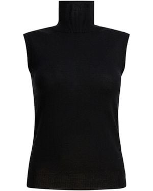 Max Mara Mock Neck Sin Mangas - Negro