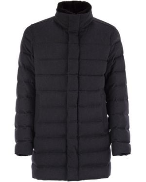 Herno Down Jacket With Fur Collar - Blue
