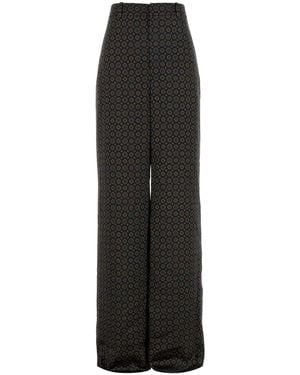 Saint Laurent Pritned Satin Wide-Leg Pant - Black