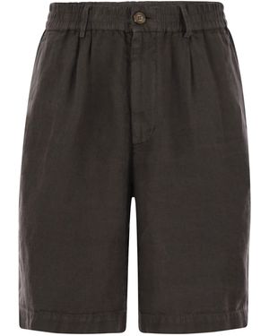 Brunello Cucinelli Bermuda -Shorts in leichter Délavé -Leinwand - Grau