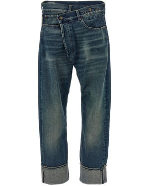 R13 'Cuffed Crossover' Jeans - Blue