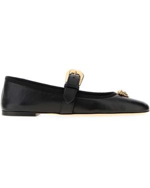Versace Nappa Leather Ballerinas - Black
