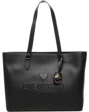 Love Moschino Love Embossed Tote Bag - Black