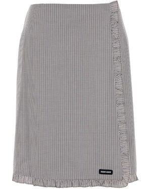 Miu Miu Embroidered Poplin Skirt - Grey
