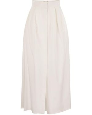 Max Mara Wide Gabardine Skirt in White | Lyst