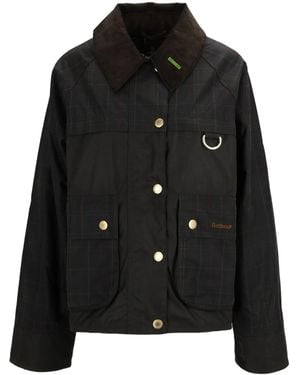 Barbour Tartan Spey Waxed Jacket - Black