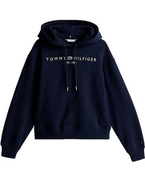 Tommy Hilfiger Con Cappuccio Con Cappuccio Con Logo Ricamato - Blu