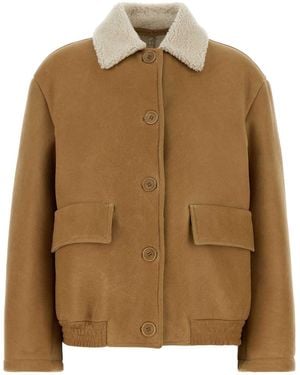 SANTORO Shearling Leather Jacket - Brown