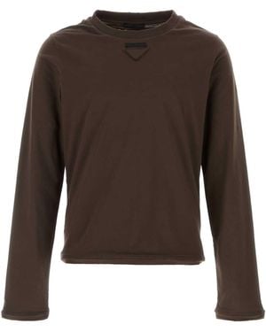 Prada Solid T-Shirt - Brown