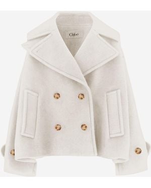 Chloé Oversized Korte Jas Van Wolmix - Naturel