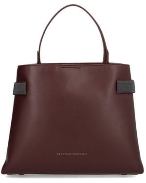 Brunello Cucinelli "Top Handle Essence" Tote Bag - Purple