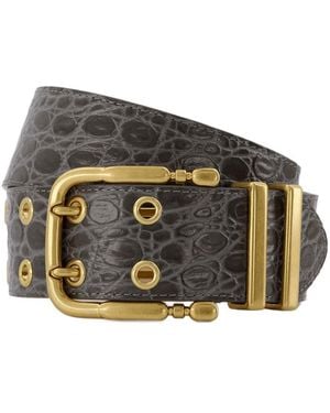 BY FAR Duo -Gürtel bei weitem graues Croc -Leder