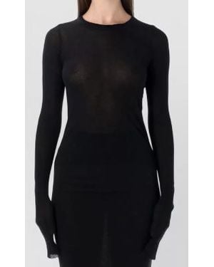 Rick Owens Cropped Rib Ls T - Schwarz