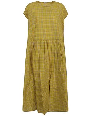 Apuntob Tartan Print Cotton Midi Dress - Green