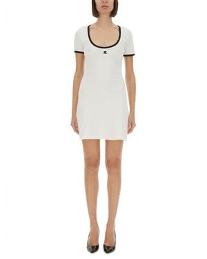 Courreges Holistic Contrast Mini Dress Cotton - White