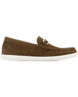 Fendi Braunes Wildleder O Lock Light Slatafers "