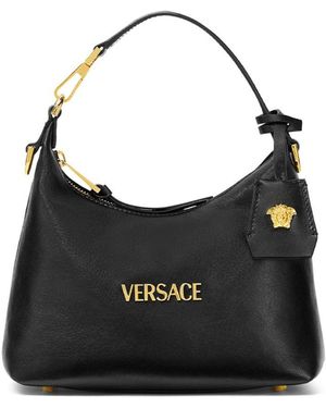 Versace Bolso hobo Tag de piel - Negro