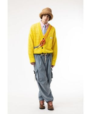 LC23 Perforierte Strickjacke - Gelb