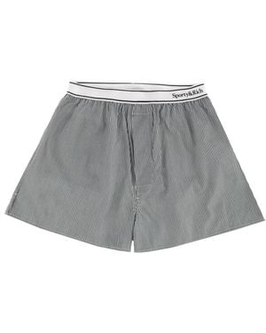 SPORTY&RICH Striped Logo Shorts - Grey