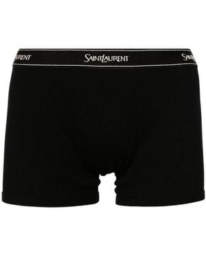 Saint Laurent Boxer Di Jersey Di Cotone Di Logo - Nero