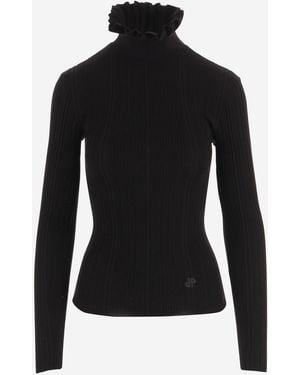 Patou Pullover aus -Merinowolle mit Rüschen - Schwarz