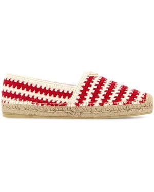Prada Crochet Triangle Espadrilles - Red