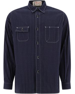 Toyo Enterprise "Wabash Work" gestreiftes Hemd - Blau