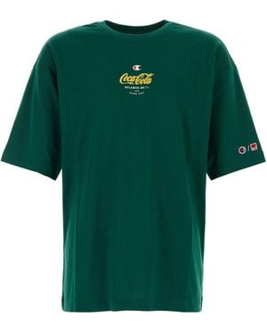 Champion Crewneck Logo Print T-Shirt - Green