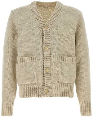 AURALEE Sand Wool Blend Cardigan - Natural