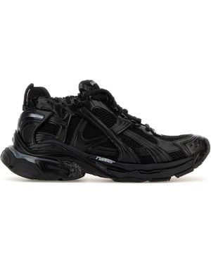 Balenciaga Mesh And Rubber Runner Led Trainers - Black