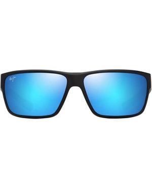Maui Jim Sonnenbrille Uila B661 02 Schwarz/Blau verspiegelt Unisex Polarisiert