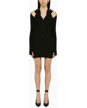 ANDREADAMO Ribbed Mini Dress With Cut Out - Black