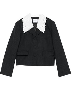 Self-Portrait Jacke mit besticktem Kragen - Schwarz