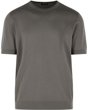 ZEGNA Dark Taupe Cotton T Shirt - Grey