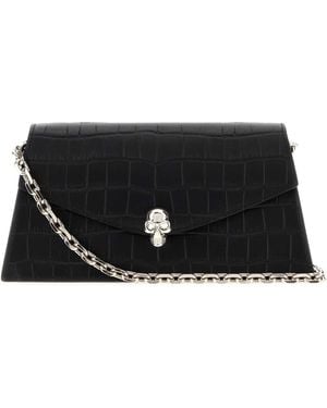 McQueen Leather Mini Skull Crossbody Bag - Black