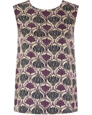 Max Mara Timetop reversibler gedruckter Seidenoberteil - Grau