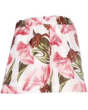 P.A.R.O.S.H. Floral Print Silk Shorts - Pink