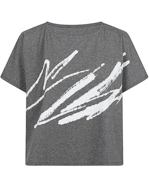 Moyuru Bedrucktes Baumwoll-T-Shirt - Grau