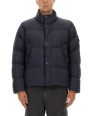 Stone Island Solid Mock Collar Jacket - Blue