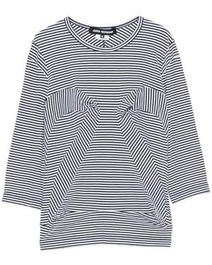 Junya Watanabe Striped Cotton T-Shirt - Gray