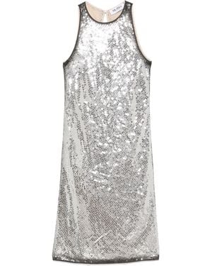 The Attico Sleeveless Mini Dress With Sequined Elegance - Gray