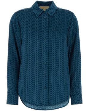 MICHAEL Michael Kors Printed Satin Shirt - Blue