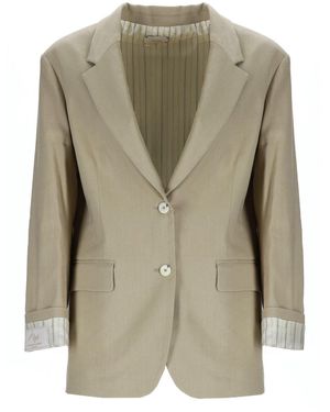 Alysi Linen Blend Blazer - Green